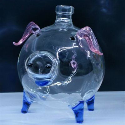 空心小猪玻璃酒瓶异形玻璃猪造型工艺酒瓶吹制小猪白酒瓶